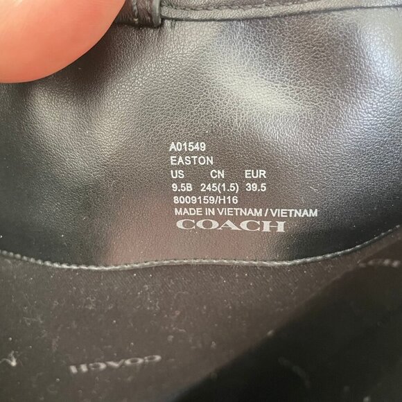 Coach Easton Sleek Knee High Leather Boots w Gold Buckle Hardware Black Sz 9.5 - Picture 11 of 13